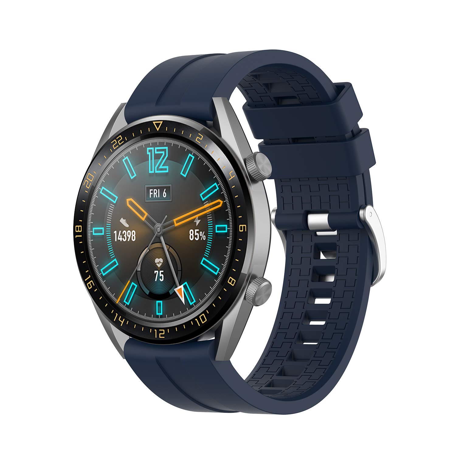 Compatible with Huawei Watch GT5/GT4/GT3/GT2 46mm Strap, 22mm Silicone Sport Replacement Band for Men Women (Drak Blue)