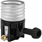 DiCUNO UL Listed Lamp Socket Replacement, with ON/Off Switch Knob, 1-Pack | E26 Light Socket Interior, with Turn ON/Off Knob, Repair Parts for Table Lamp, DIY Projects, E26 Medium Base, Max 250W, Black