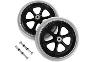 LDXDRU 2Pcs Walker Wheels Replacement, 8 Inch Wheelchair Front Wheels with 2 Axles, Rubber Rollator Wheel Replacement Smooth 