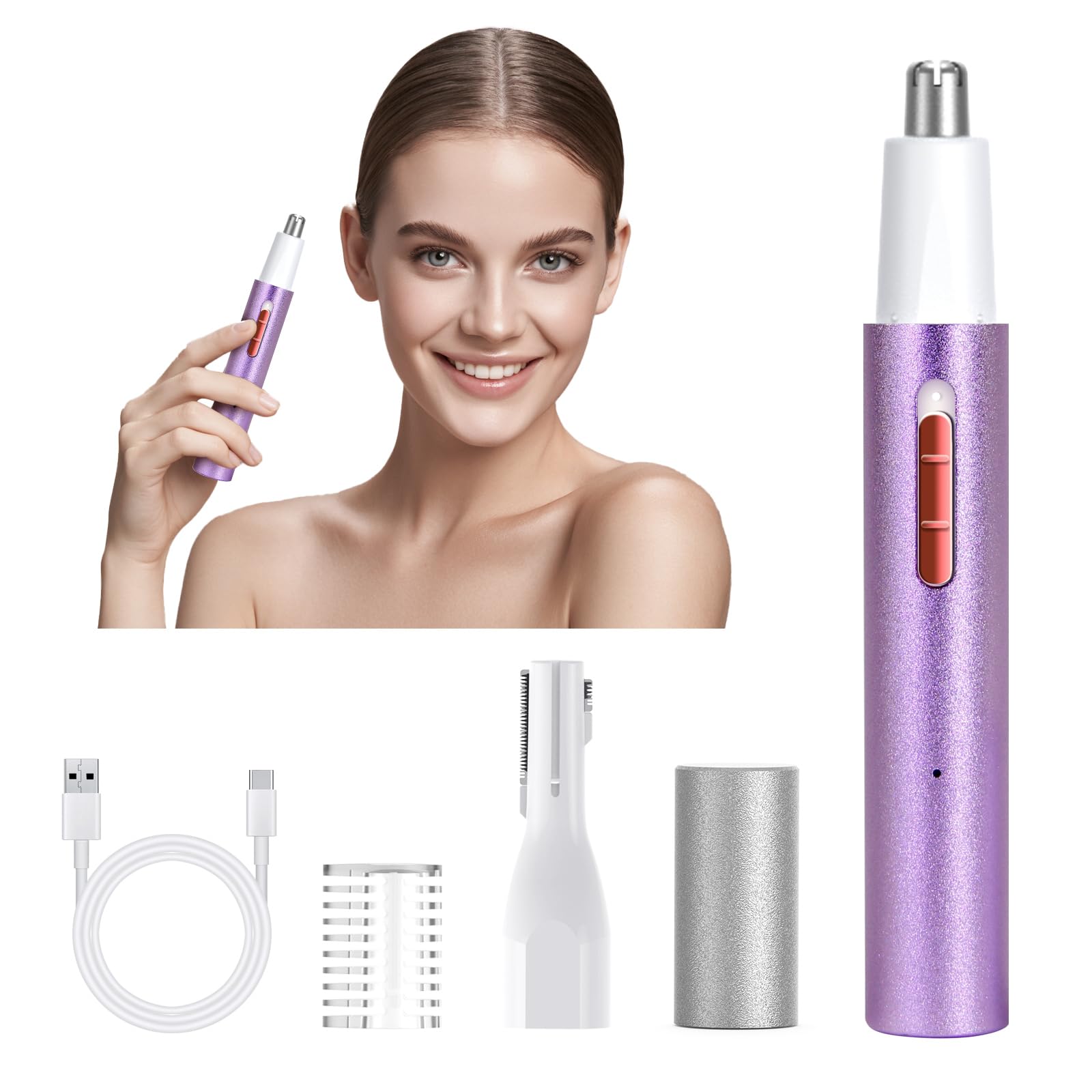 Photo 1 of Ginity LED Display Ear and Nose Hair Trimmer Clipper for Men Women,2025 Rechargeable 2 in 1 Professional Painless Eyebrow & Facial Hair Trimmer with Powerful Motor and Dual-Edge Blades