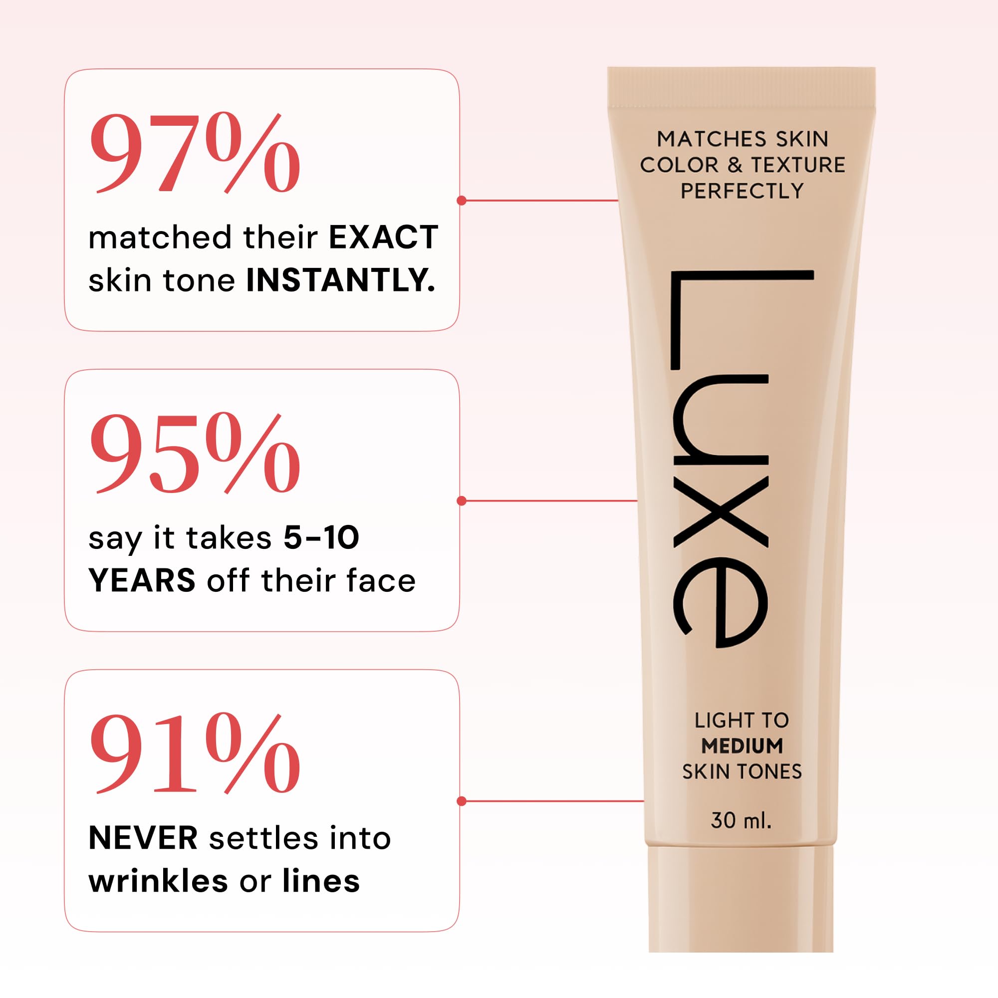 Luxe Cosmetics Luxe Color Changing Foundation for Women – Instantly Adapts to Your Skin Tone – Buildable Light-to-Medium Coverage – 12-Hour Wear – Natural Dewy Finish