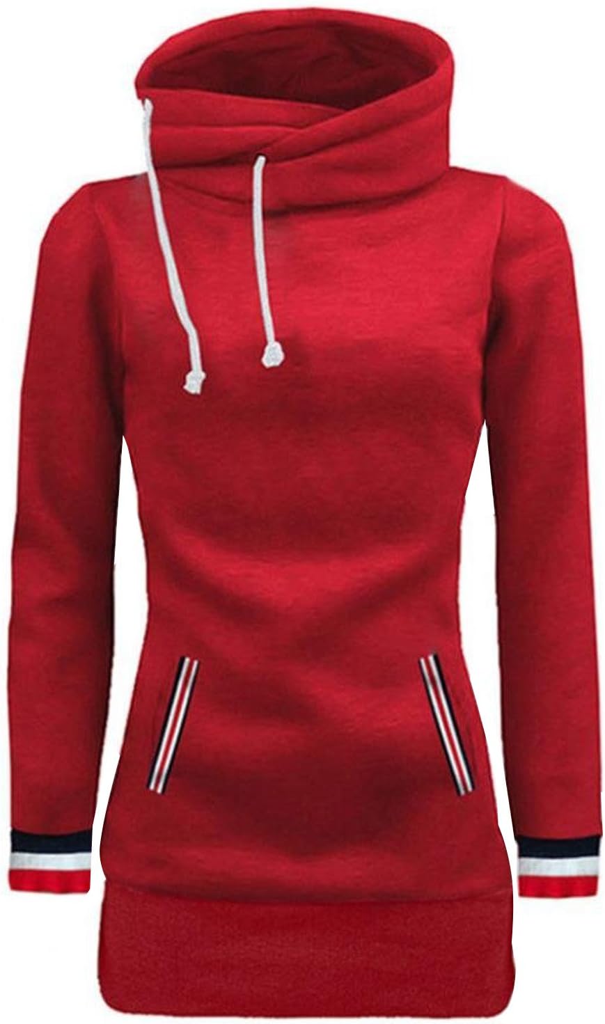ShallGood Women Ladies Spring Autumnn Casual Long Sleeve Pullover Hoodies Hooded Sweatshirt Sweater Jacket Coat Tops with Pocket Red