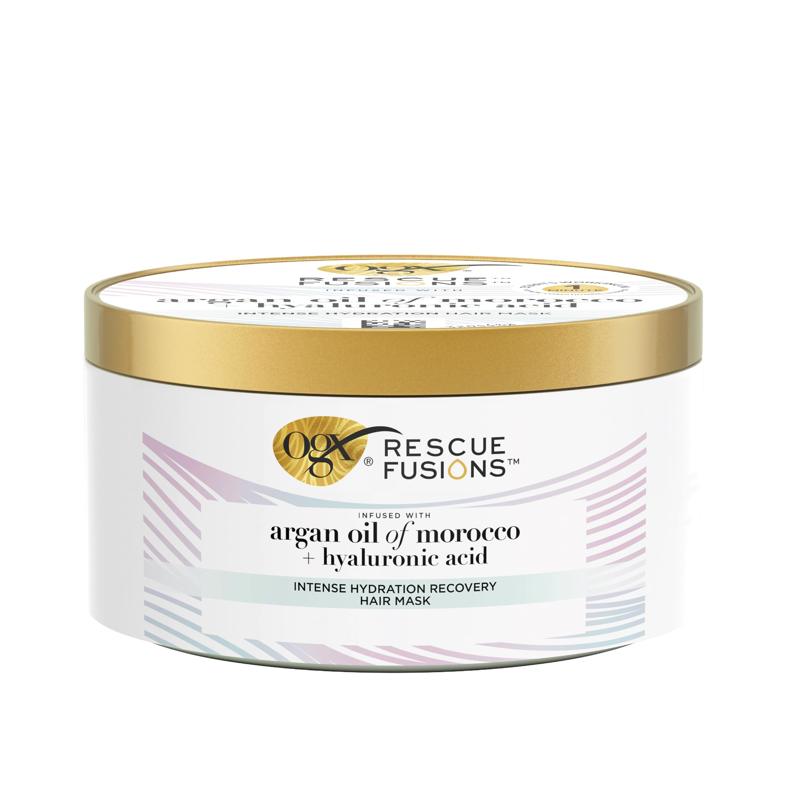 OGX Rescue Fusions Intense Hydration Recovery Hair Mask, Infused with Argan Oil of Morocco and Hyaluronic Acid, Sulfate Free, 285ml