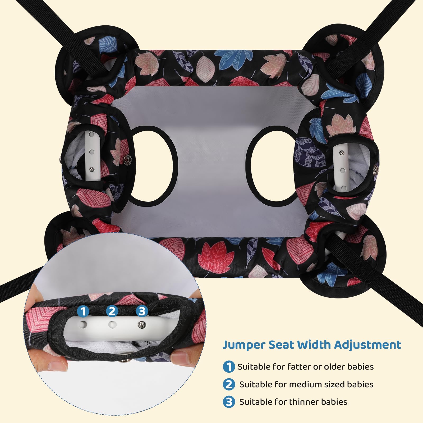 Cowiewie Door Jumper for Baby with Adjustable Seat and Strap, Fun Activity for 6-12 Months Baby Infant, Colorful Leaf