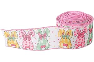 SHERCHPRY 3Cm Bunny Easter Ribbon 10 Yards Spring Holiday Wrap Ribbon for Wreaths Balloon Decorations and