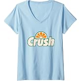 Womens Crush Orange Slice Graphic Throwback Design V-Neck T-Shirt