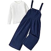 HINTINA Toddler Girl Corduroy Jumpsuit Overall Long Casual Loose Bib Pants 2 Pieces Outfits