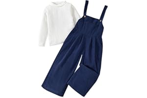 HINTINA Toddler Girl Corduroy Jumpsuit Overall Long Casual Loose Bib Pants 2 Pieces Outfits