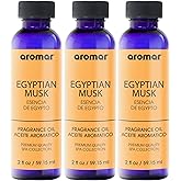 AROMAR Premium Fragrance Oil, Pack of 3 Egyptian Musk 2oz. Bottles. Long Lasting Aromatic Scent, Fresh and Revitalizing Aromatherapy for Living Room, Bedroom, and Kitchen