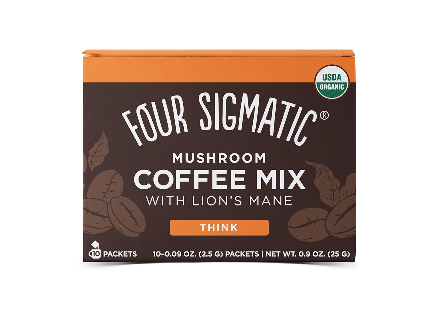 Four Sigmatic Mushroom Coffee, USDA Organic Coffee with Lion’s Mane and Chaga mushrooms, Productivity, Vegan, Paleo, 10 Count, Packaging May Vary