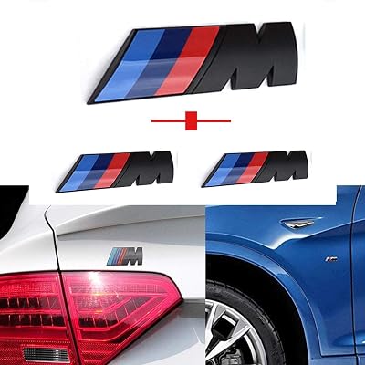 MATTE BLACK 2PCS FOR M Color Fender Side 1PCS Rear Trunk Emblems Logo Decal Badge Sticker for BMW