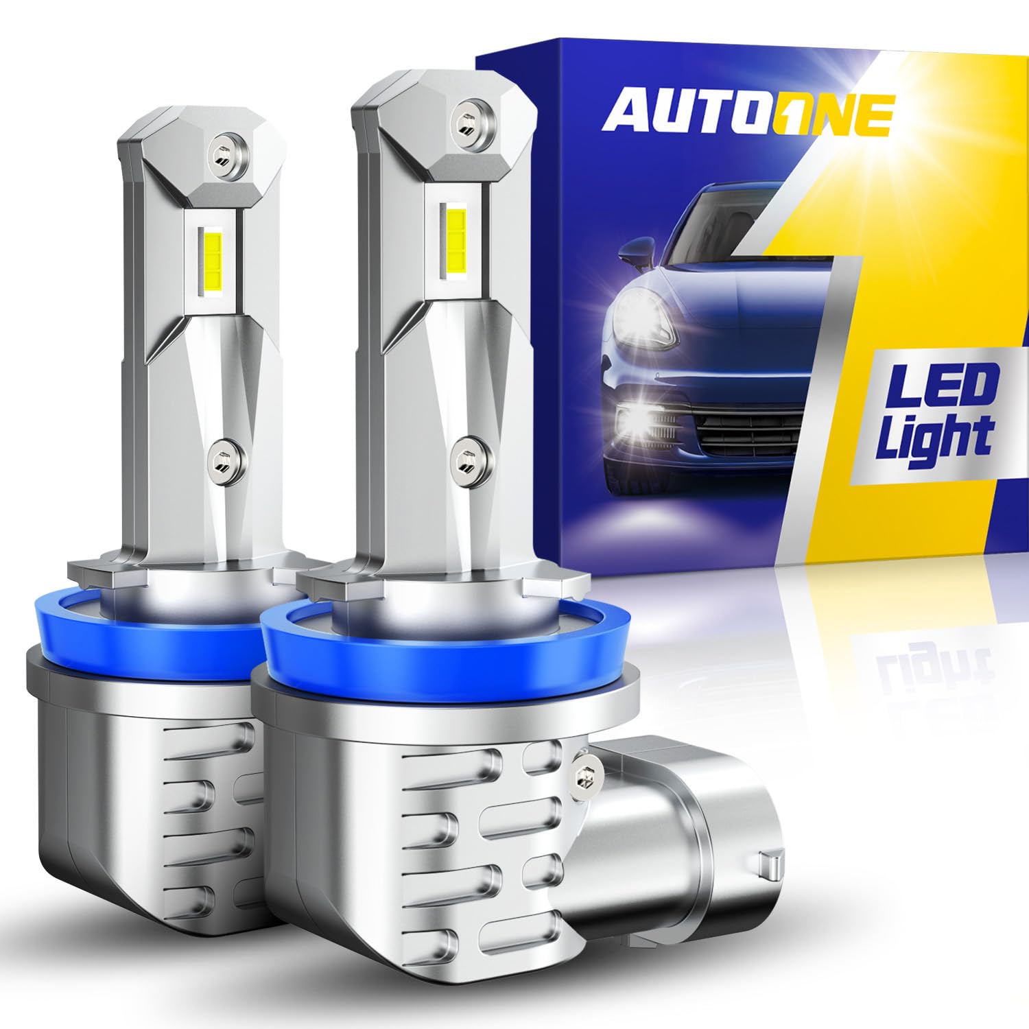 AUTOONE H11/H9/H8 Light Bulbs, Fanless No Flicker 30000LM 6000K Fog Lights Canbus, 10YR Lifespan, Pack of 2 Image