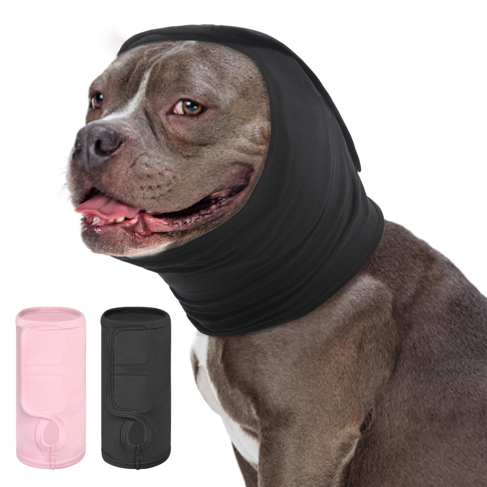 Photo 1 of KOESON Dog Calming Hoodie, Soft No Shake Ear Wraps for Dogs, Anxiety Relief & Noise Protection Dog Ear Cover, Adjustable Neck and Head Muffs for Dogs for Firework, Grooming, Thunderstorms, Grey XL