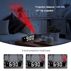 JXTZ Projection Alarm Clock, Alarm Clocks with