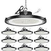 ONLYLUX UFO LED High Bay Light, 10 Pack, 150W, 5000K, 22500LM, High Bay LED Shop Lights with 5' Cable(Eqv.600w Mh/Hps/Hid) for Garage Factory Workshop Warehouse Barn