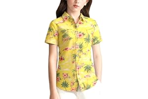 SSLR Big Girls Hawaiian Shirt Beach Tropical Summer Casual Short Sleeve Button Down Shirt