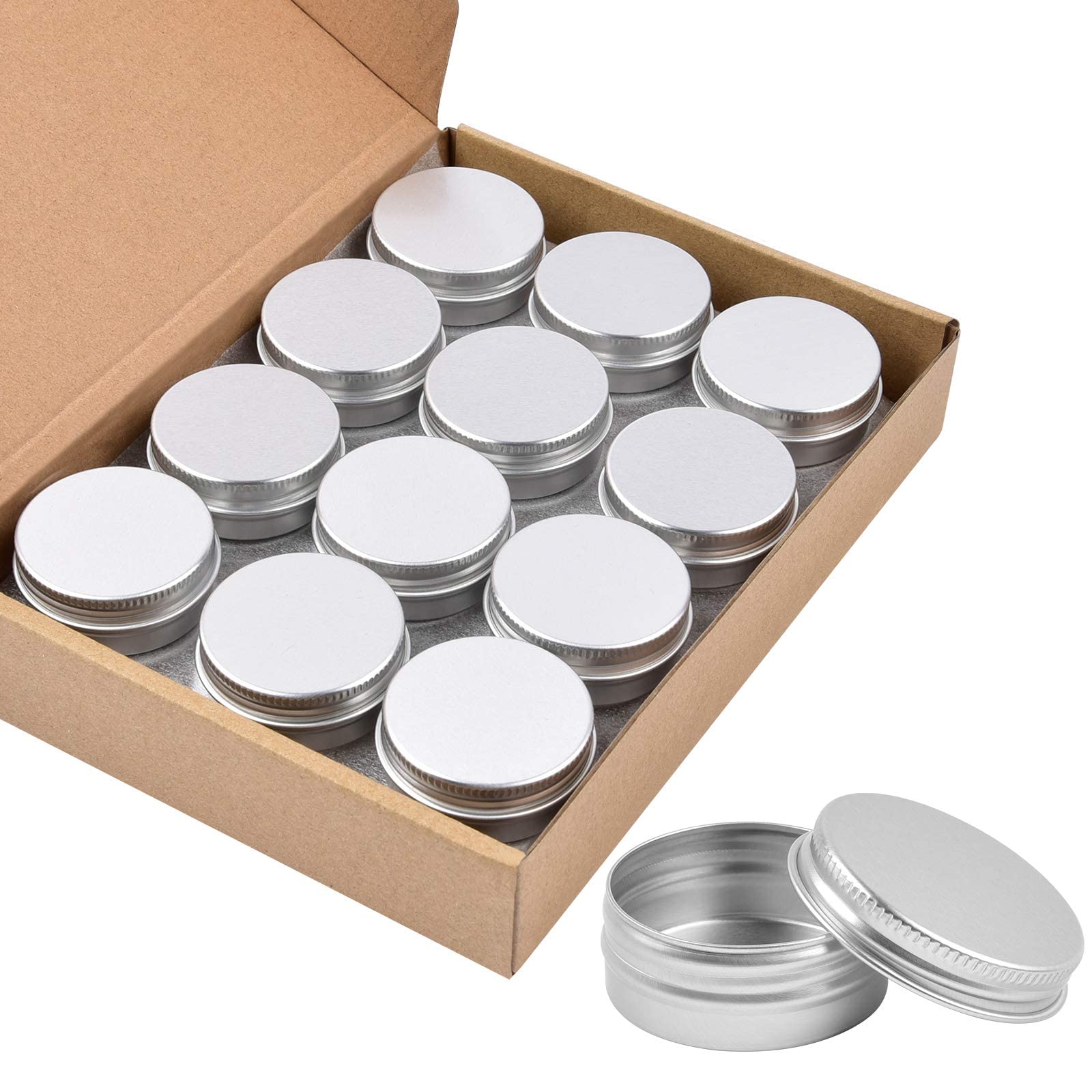 Aluminum Tin Cans, Sopito 24pcs 15ml/0.5oz Metal Round Tins Screw Lid Containers Small Empty Storage Travel Jars Containers for Lip Balm, Lotion, Cream, Mini Candles, Cosmetics