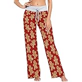 Ollabaky Festivals Women's Pajama Pants PJs Bottoms for Women Wide Leg Sleep Loungewear Pants
