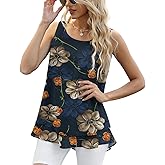 Jouica Women's Sleeveless Chiffon Tank Top Double Layers Casual Blouse Tunic