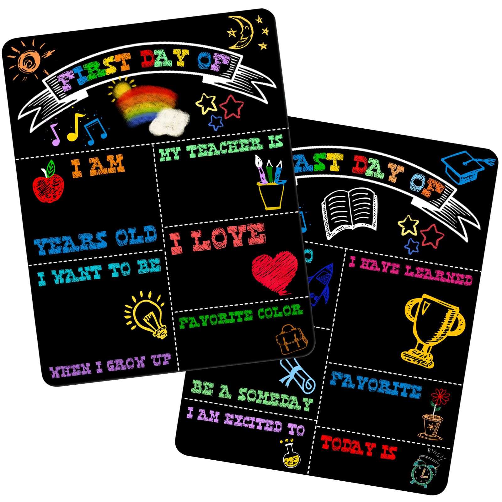 CANIPHA First and Last Day of School Board Chalkboard Signs, Double-Sided Reusable School Signs, Boho Style for Kids First and Last Day (14x11inch)