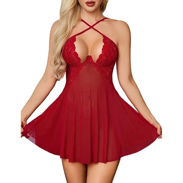 OSFVNOXV Plus Size Lingerie for Curvy Women V Neck Mesh Sling Dress Sexy  Lingerie Hide Fat Belly Valentines Day Lingerie | Amazon.com