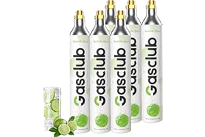 GasClub 60L CO2 Cylinder Compatible with All 'Screw-In' Soda Makers For SodaStream (Excluding Enso, E-TERRA, Art, Terra, Gaia, and Aqua Fizz), Philips, Aarke, etc.Makes Up to 60L, 6-Pack