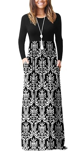 VIISHOW Women's Boutique Long Sleeve Simple Long Dresses with