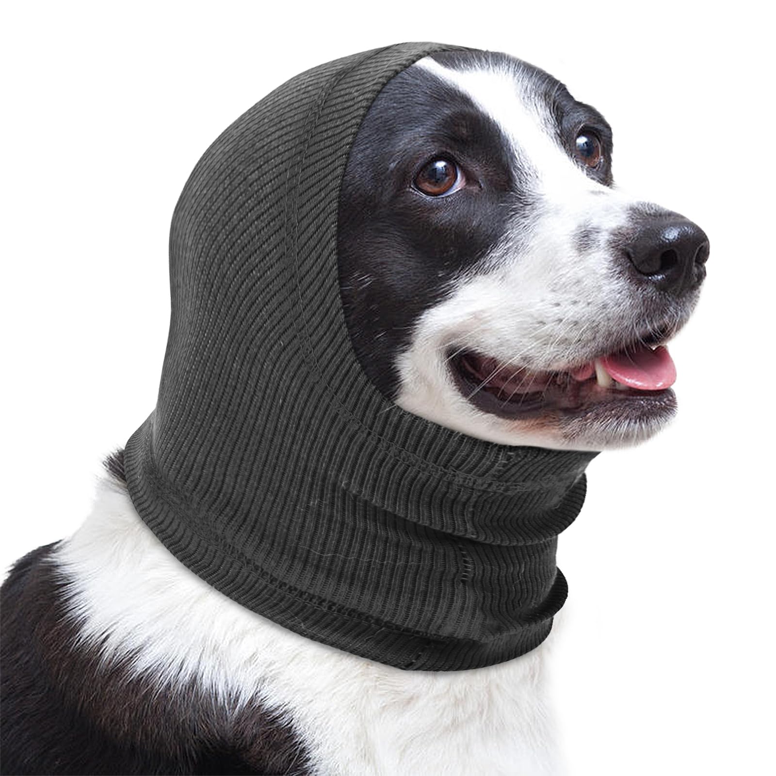 Lelepet Dog Snood Ear Protector, Dog Ear Cover for Anxiety Relief, Calming Hood Snood for Dogs, Quiet Ears for Dogs, Pet Earmuffs Hat Headband, Pet Head Wrap for Grooming Reducing Noise, Grey L