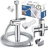 SonTiy Handheld Bidet Sprayer for Toilet, 7.9" Long Brass Bidet Wand Cloth Diaper Sprayer Toilet with Bidet Hose & Shut-Off V