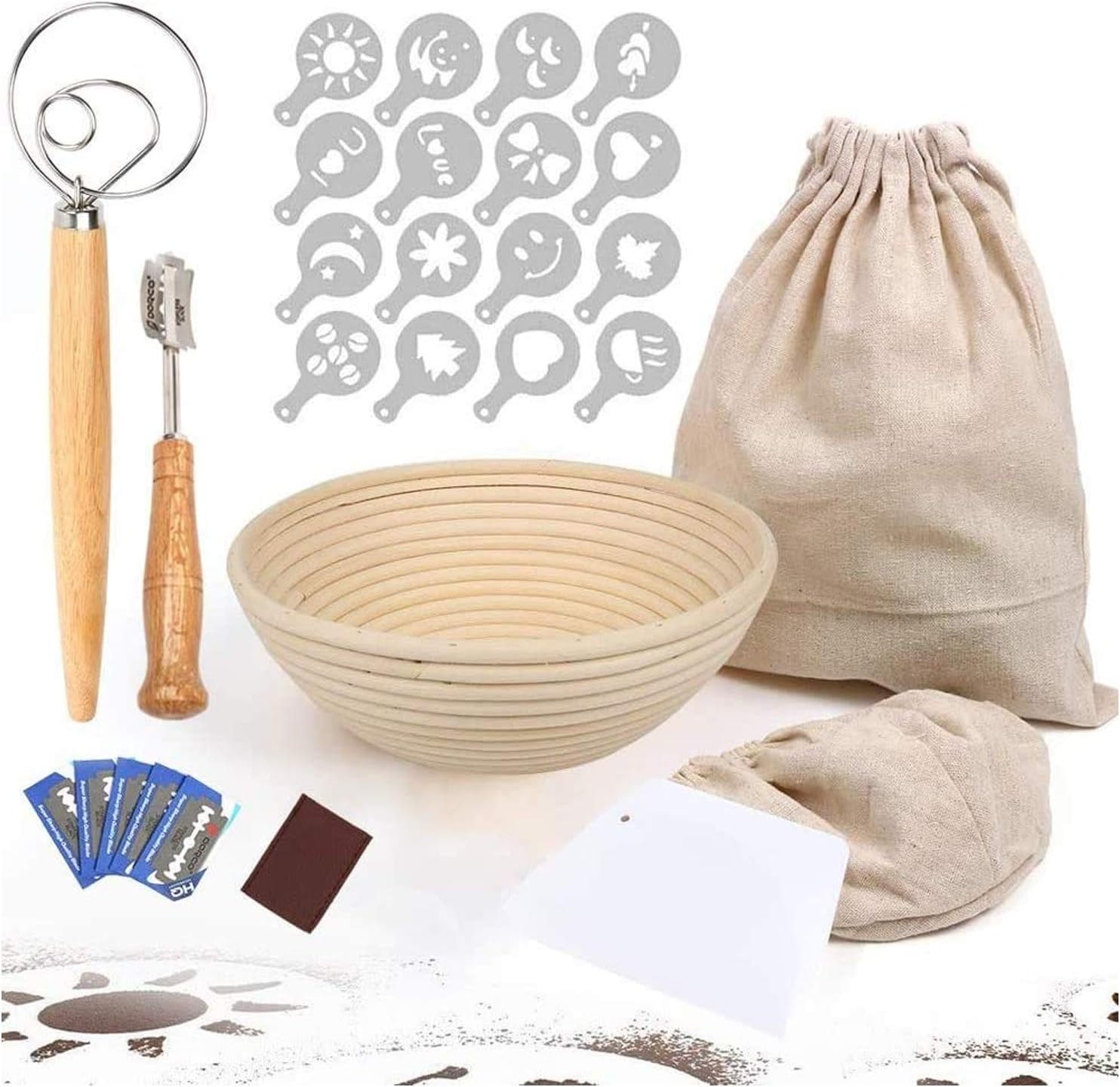 Bolsa de Pan lápiz Forro de Tela Capacidad para 500 g de Masa Cesta de