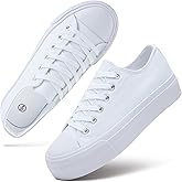 hash bubbie Platform Sneakers for Women White Platform Shoes Low Top Tennis Shoes Non Slip Black Fashion Canvas Sneakers