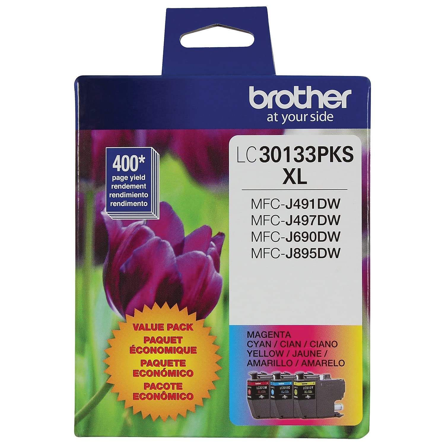 Brother High-yield Color Printer Ink Cartridges LC3013 3-Pack for Work Smart Series - Professional Grade Ink for MFC-J491DW, J497DW, J690DW, J895DW - Up to 400 Pages per Cartridge
