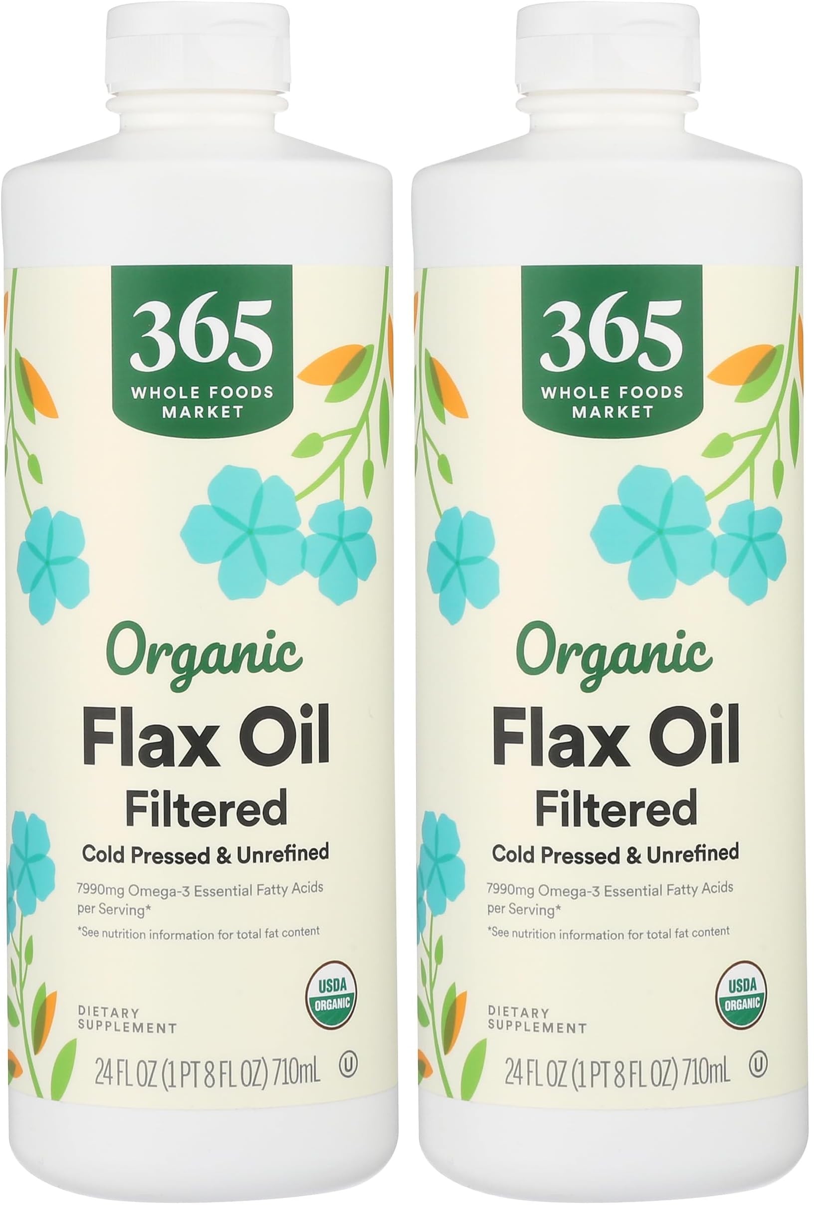 365 by Whole Foods Market, Flax Oil Filtered Organic, 24 Fl Oz (Pack of 2) Image