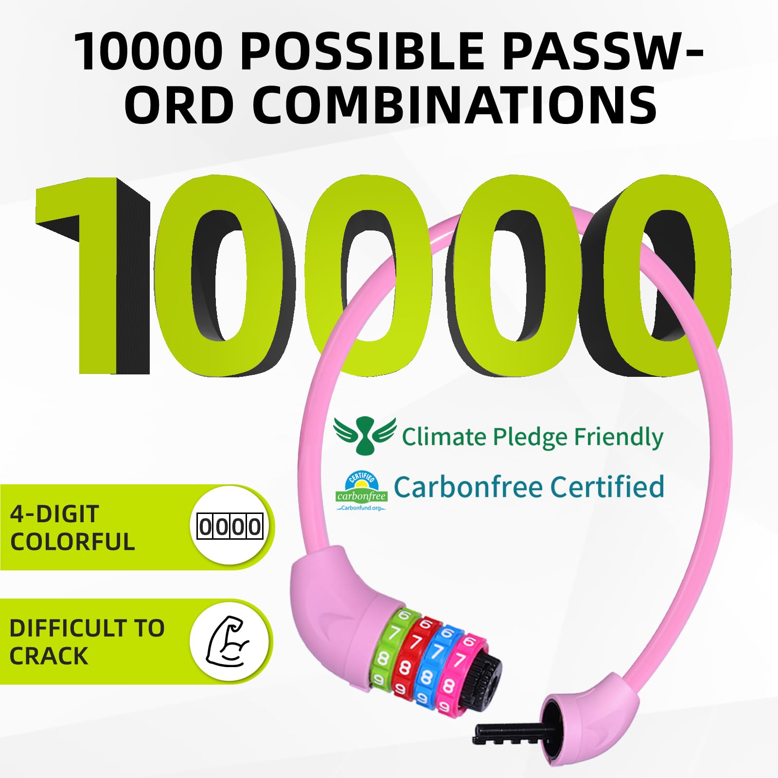 SPGOOD Fahrradschloss mit Zahlen für Kinder(10 x 650MM),Anti-Diebstahl Kabelschloss Code Kombination,Fahrrad Zahlenschloss für Mädchen Jungen,Fahrrad Zubehör Kinder Fahrrad Schloss (Rosa) 2