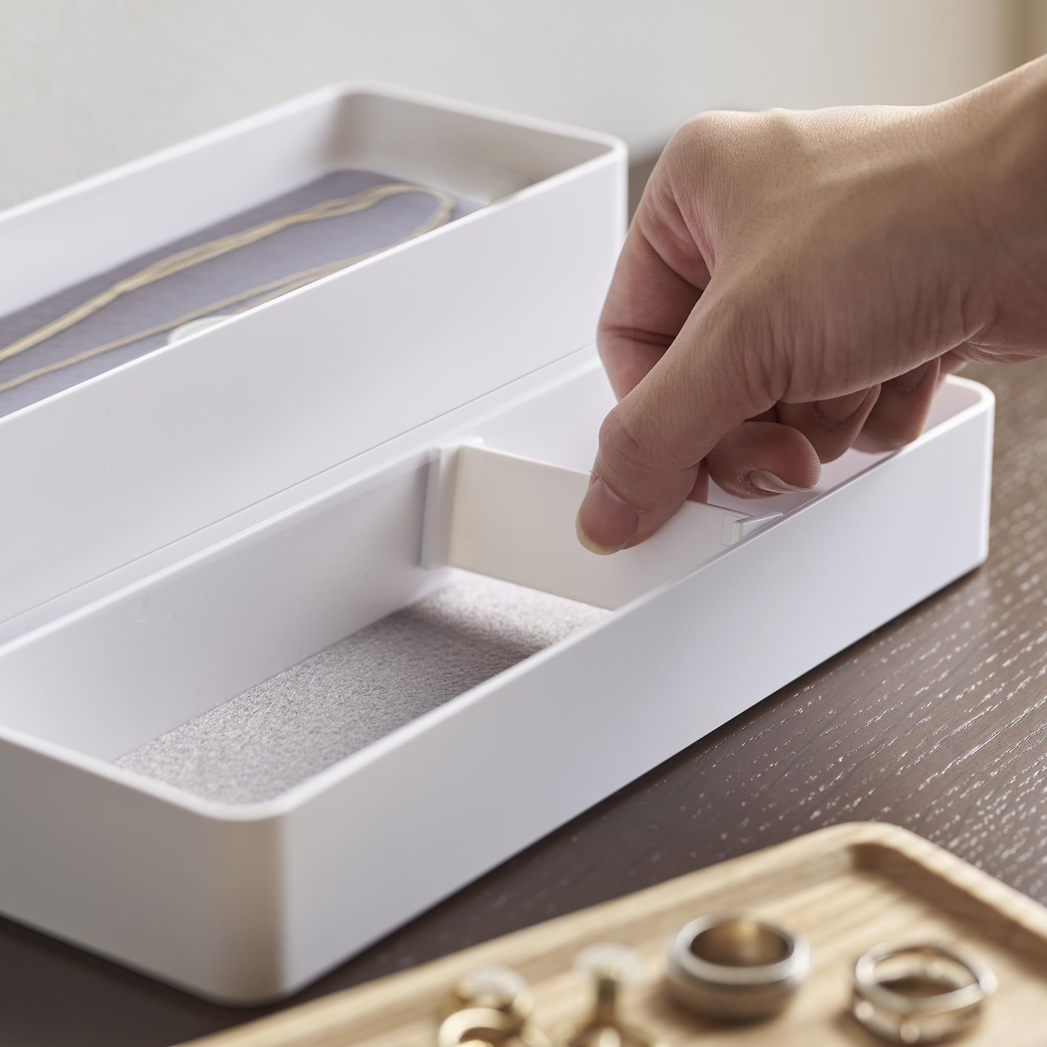 YAMAZAKI Home Rin Stacking Watch And Accessory Case, Jewelry Box Organizer For Glasses - Accessories - Plastic + Wood