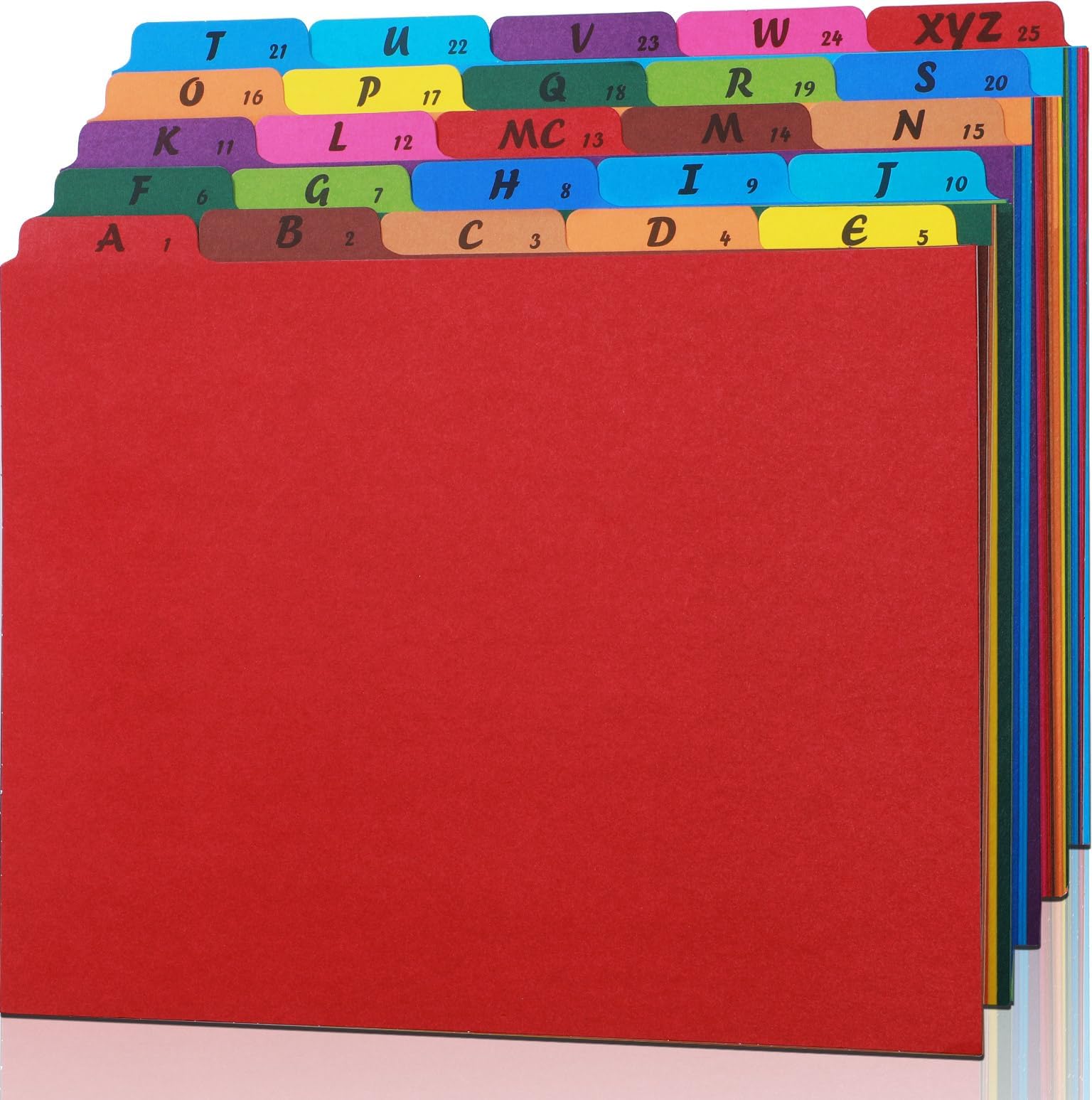 Photo 1 of 1 Set 25 Alphabet File Dividers A-Z Top Tab File Guides Letter Size 1/5 Cut Tab Manila Alphabetical File Organizer File Cabinet Dividers for Work Office Home School and Desk Organizer (Colorful)