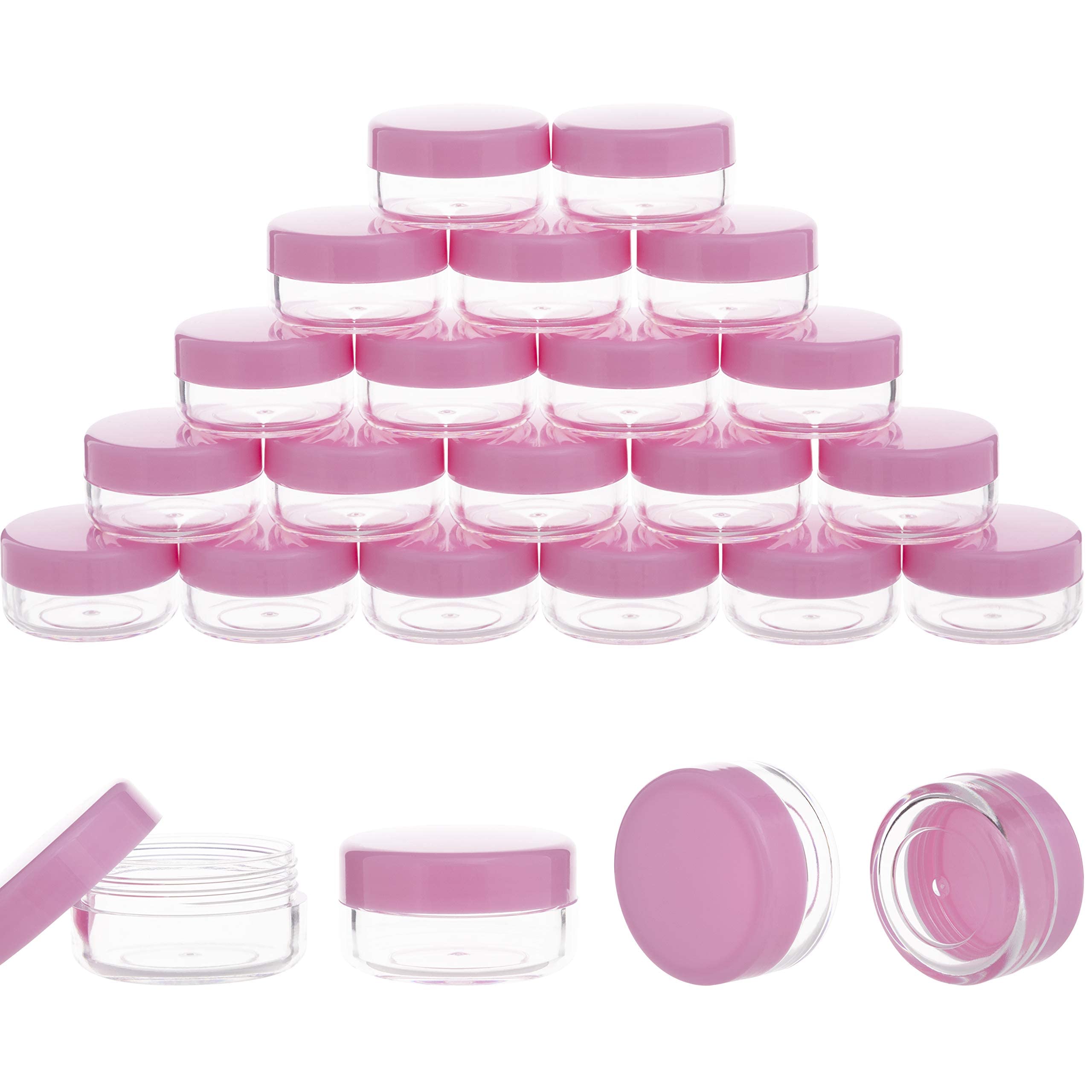 Photo 1 of 10 Gram Sample Containers with Lids, 20 Pieces Mini Cosmetic Containers, BPA Free Pink Sample Jars for Makeup, Lotion, Eye Shadow, Powder, and Lip Balms