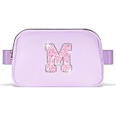 Uygafly Gifts for Grandkids - Mom Gifts Mothers Day Gifts for Mom,Initial Fanny Pack Crossbody Bag Birthday Gift Travel Bags,Gift for 7-15 Year Old Teen Girls | Lavender,Initial M