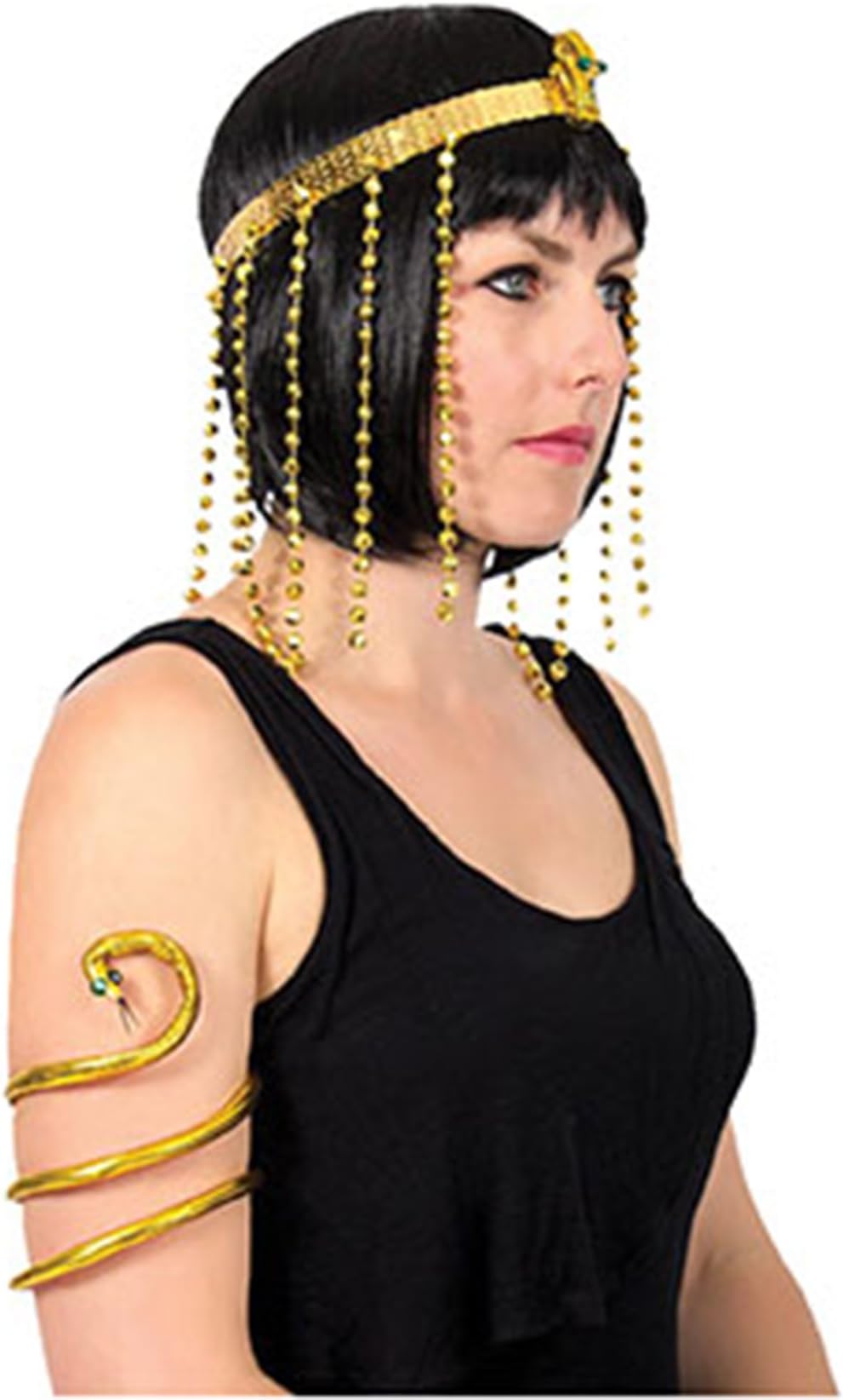 Cleopatra Fancy Dress Costume Set Alice Band + Snake Chain Bracelet Jewellery Orient Cleopatra Shiny Gold