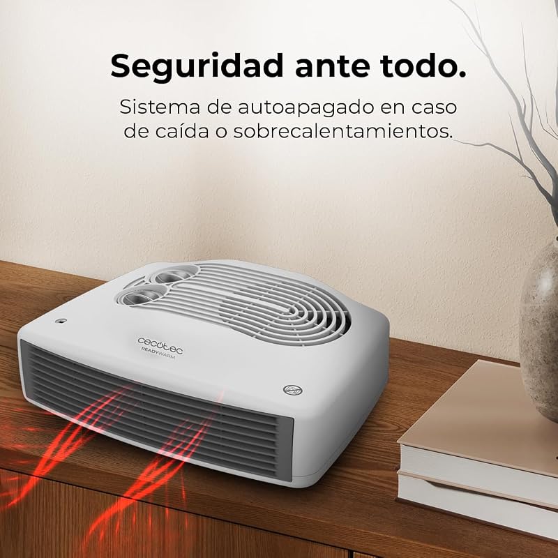 Calefactor Eléctrico Bajo Consumo ReadyWarm 3000 Horizon White. Termoventilador, 3000W, 2 Niveles de Potencia, Termostato Ajustable, Uso Fácil e Intuitivo, Sistema Autoapagado, 28 m²