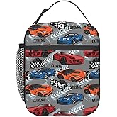 Yrassio Race Car Lunch Bag, Insulated Reusable Soft Lunch Bag, Boys Girls Portable Thermal Meal Cooler Totes For Kids, Teens, Adults