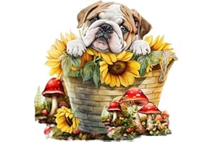 XYLOGIST Dog Diamond Painting Kits for Adults - 5D Dog Diamond Art Flowers Kits for Beginners, DIY Sunflower Dog Diamond Painting Art Crafts, are Great for Decorating Home Walls and Holiday Gifts 12X12Inch