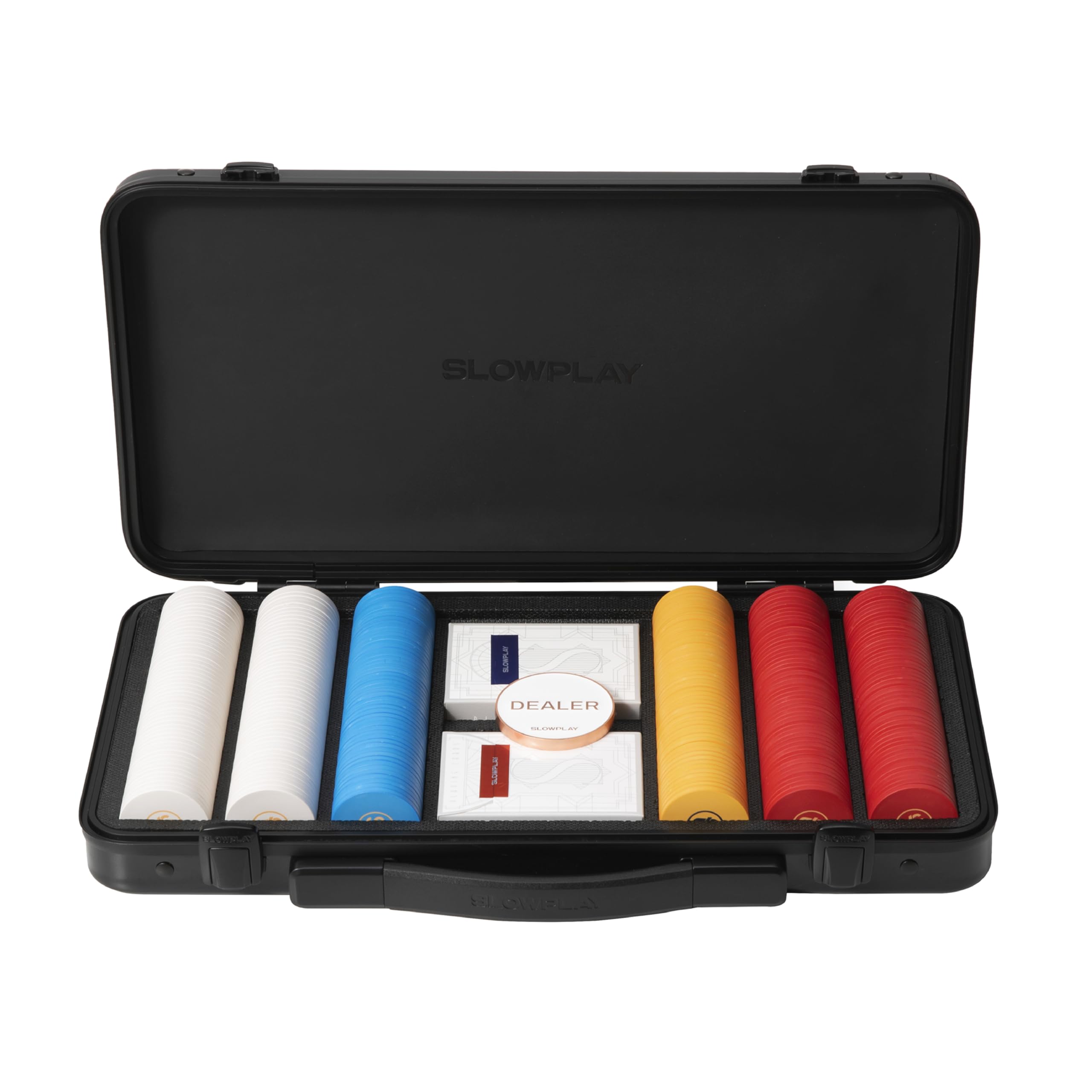 SLOWPLAY Godel Ceramic Poker Chips Set for Texas Hold'em, 300 PCS [Blank Chips], 39mm & 10g Each | Features a High-end Chip case with Extra Durable German Polycarbonate Shell