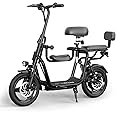 Electric Scooter with 3 Seats for Adults Power by 500W Motor 800W Peak, E Bike with 14" Pneumatic Tire and 20 Miles Range&17.4Mph, Electric Bicycle for Women/Man Black Pro