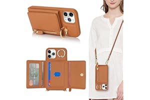 SunYoo for iPhone 11 Pro Case with Card Holder,for iPhone 11 Pro Wallet Case for Women with Strap Crossbody Lanyard Stand Ring,PU Leather Zipper Pocket Phone Cover-Brown