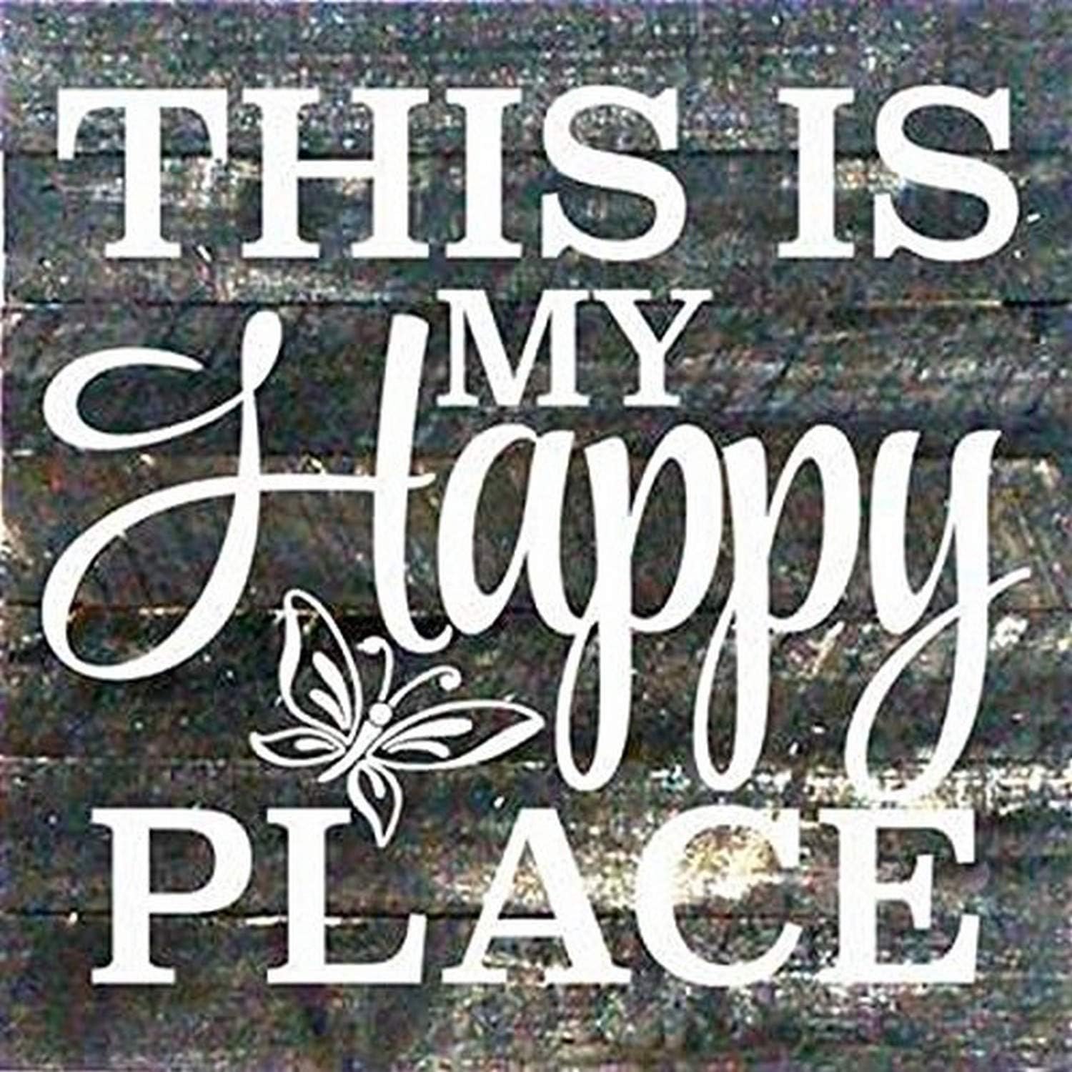 Artistic Reflections Pallet Art RE1036b This is My Happy Place, 10.5" x 10.5", Black