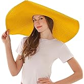 Oversized Beach Straw Sun Hats for Women Large Wide Brim Sun Visor Hat Summer Floppy Foldable Roll Up UV Protection Beach Cap