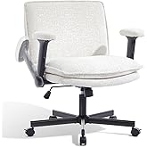 Morkprism Criss Cross Chair with Flip-Up Arms and Lockable Wheels, Plush Fabric Cross Legged Office Desk Chair，Wider 125°Tilt