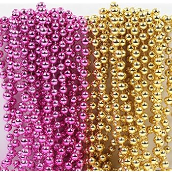 Amazon Com Andaz Press Mardi Gras Plastic Bead Necklaces Duo For