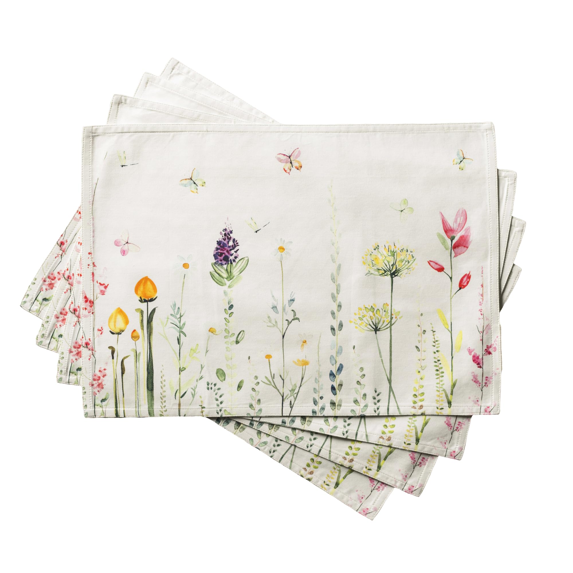 Maison d'Hermine Placemats Set of 4 100% Cotton Washable Cloth Place mats, Home, Kitchen, Wedding, Restaurant - Gifts for Mothers Day (Botanical Fresh, 33cm x 48cm) — image 1